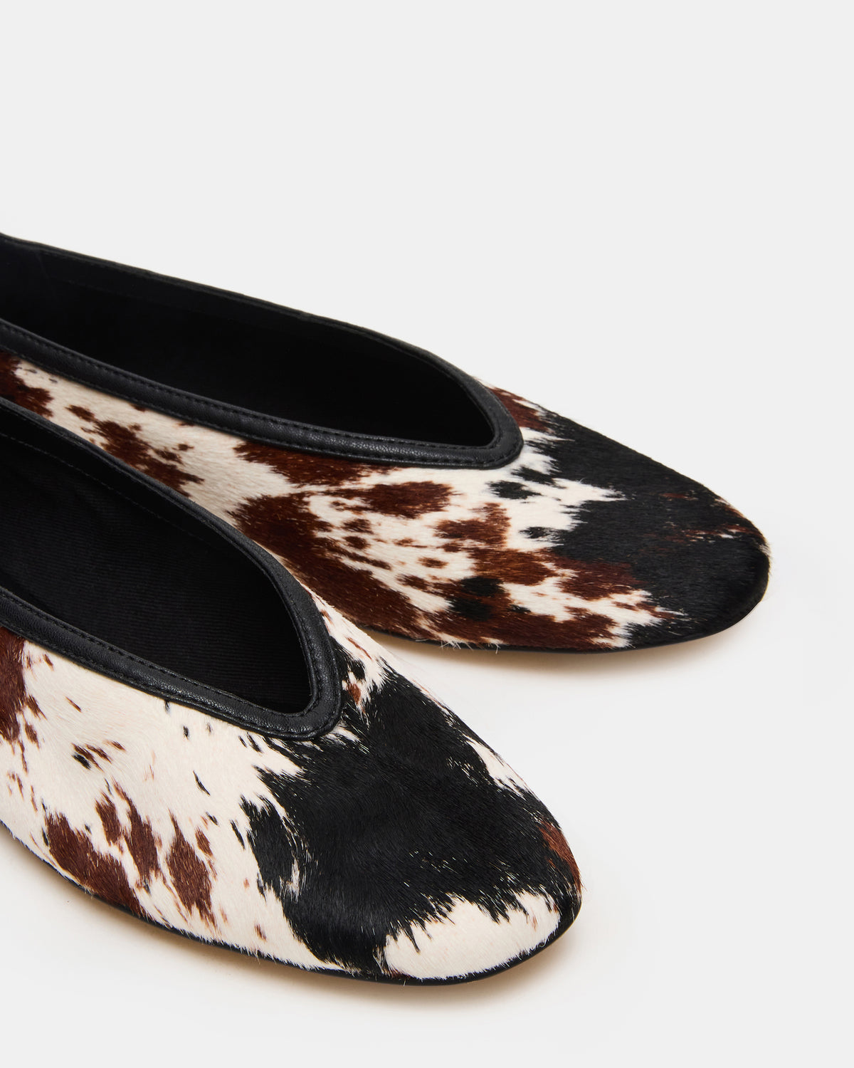 LENI Brown Cow Print Square-Toe Ballet Women's Flat Steve Madden COW PRINT