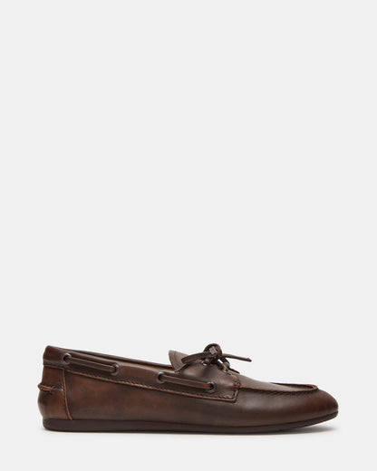SAG Brown Leather Women's Boat Shoe Steve Madden BROWN LEATHER