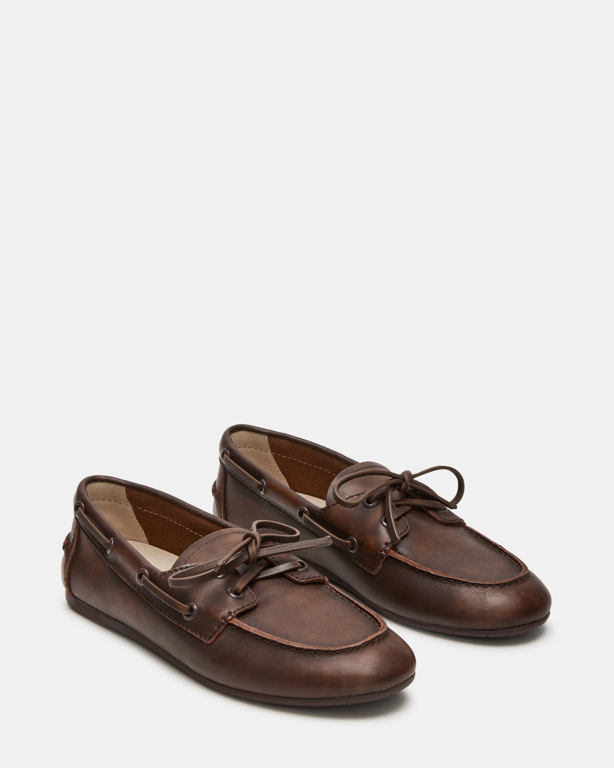 SAG Brown Leather Women's Boat Shoe Steve Madden BROWN LEATHER