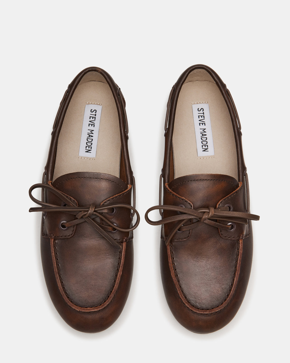 SAG Brown Leather Women's Boat Shoe Steve Madden BROWN LEATHER