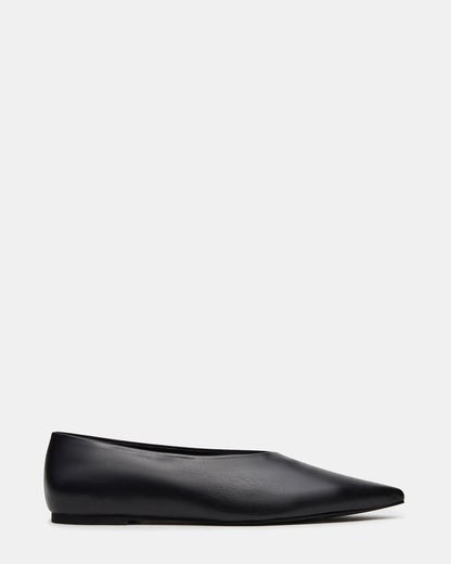 FLOYD Black Leather Pointed-Toe Ballet Women's Flat Steve Madden BLACK LEATHER
