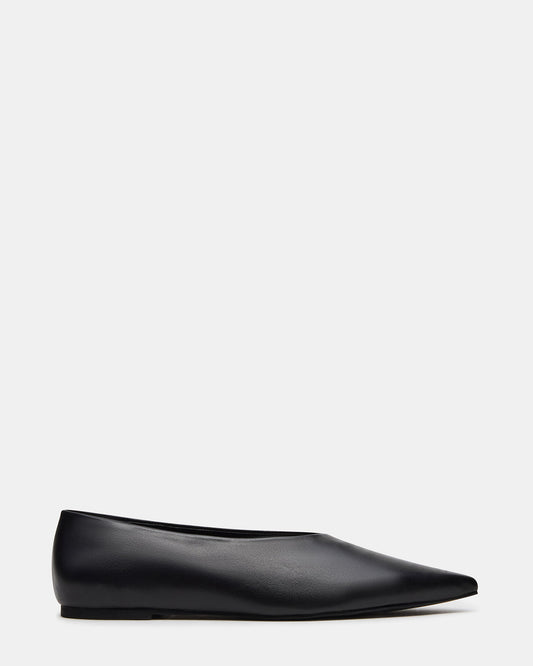 FLOYD Black Leather Pointed-Toe Ballet Women's Flat Steve Madden BLACK LEATHER