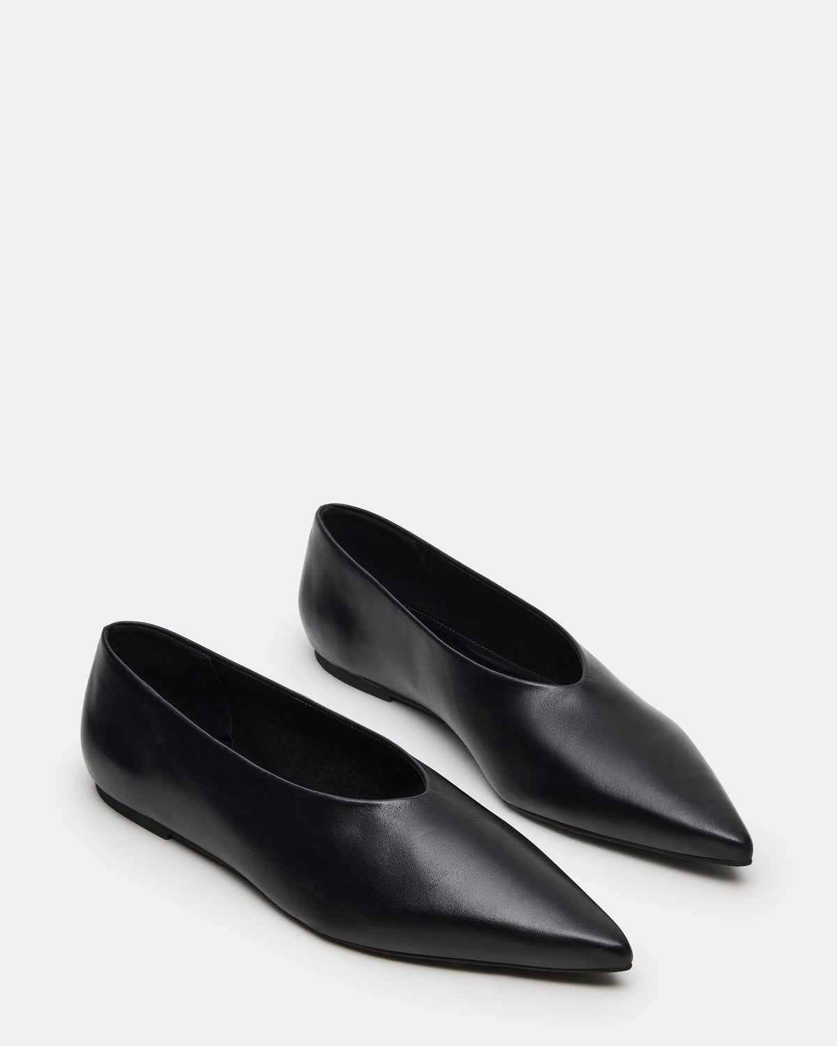 FLOYD Black Leather Pointed-Toe Ballet Women's Flat Steve Madden BLACK LEATHER