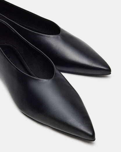 FLOYD Black Leather Pointed-Toe Ballet Women's Flat Steve Madden BLACK LEATHER