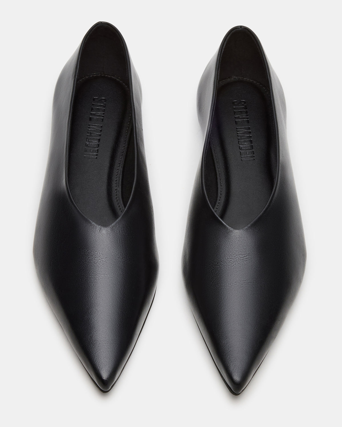 FLOYD Black Leather Pointed-Toe Ballet Women's Flat Steve Madden BLACK LEATHER