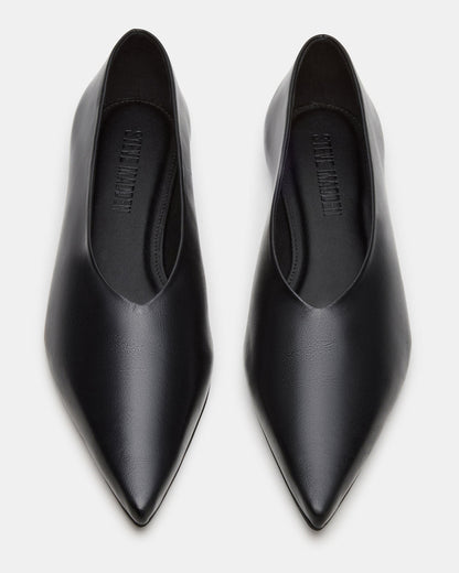 FLOYD Black Leather Pointed-Toe Ballet Women's Flat Steve Madden BLACK LEATHER