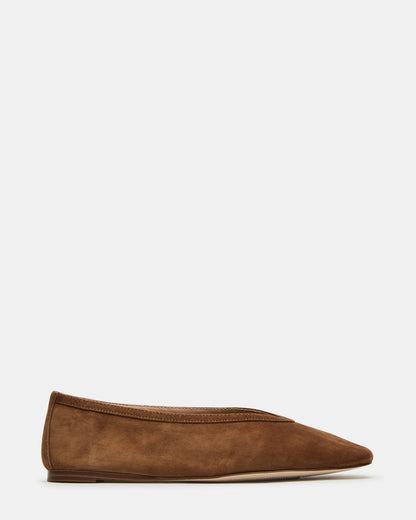 LENI Chestnut Suede Square-Toe Ballet Women's Flat Steve Madden CHESTNUT SUEDE