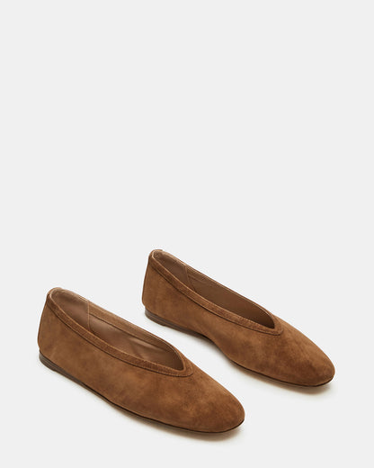 LENI Chestnut Suede Square-Toe Ballet Women's Flat Steve Madden CHESTNUT SUEDE