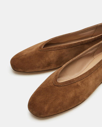 LENI Chestnut Suede Square-Toe Ballet Women's Flat Steve Madden CHESTNUT SUEDE