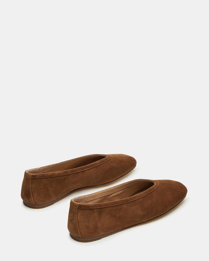 LENI Chestnut Suede Square-Toe Ballet Women's Flat Steve Madden CHESTNUT SUEDE