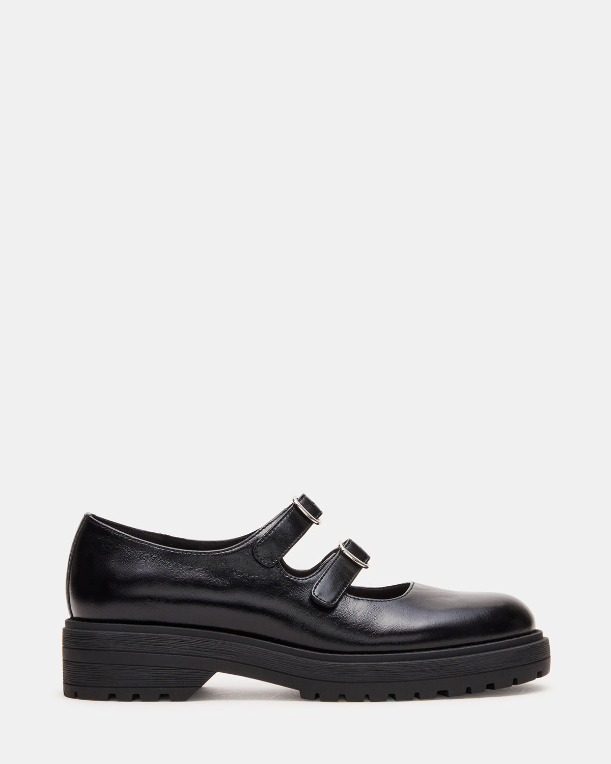ALBA Black Leather Platform Lug Mary Jane Women's Loafer Steve Madden BLACK LEATHER
