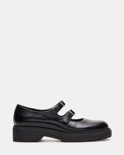 ALBA Black Leather Platform Lug Mary Jane Women's Loafer Steve Madden BLACK LEATHER