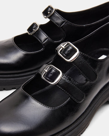 ALBA Black Leather Platform Lug Mary Jane Women's Loafer Steve Madden BLACK LEATHER