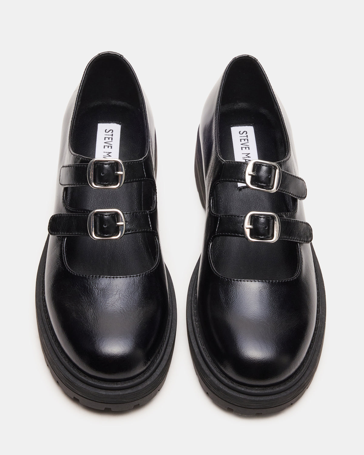 ALBA Black Leather Platform Lug Mary Jane Women's Loafer Steve Madden BLACK LEATHER
