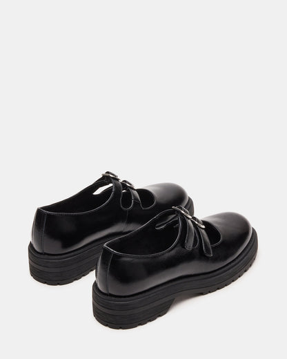 ALBA Black Leather Platform Lug Mary Jane Women's Loafer Steve Madden BLACK LEATHER