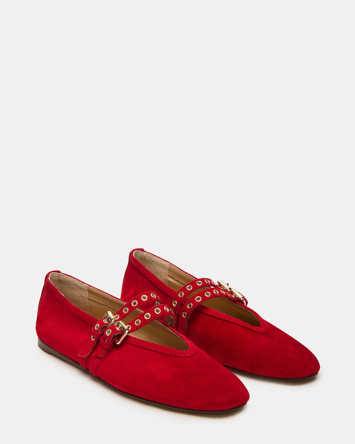 LYDIA Red Suede Square-Toe Mary Jane Ballet Women's Flat Steve Madden RED SUEDE