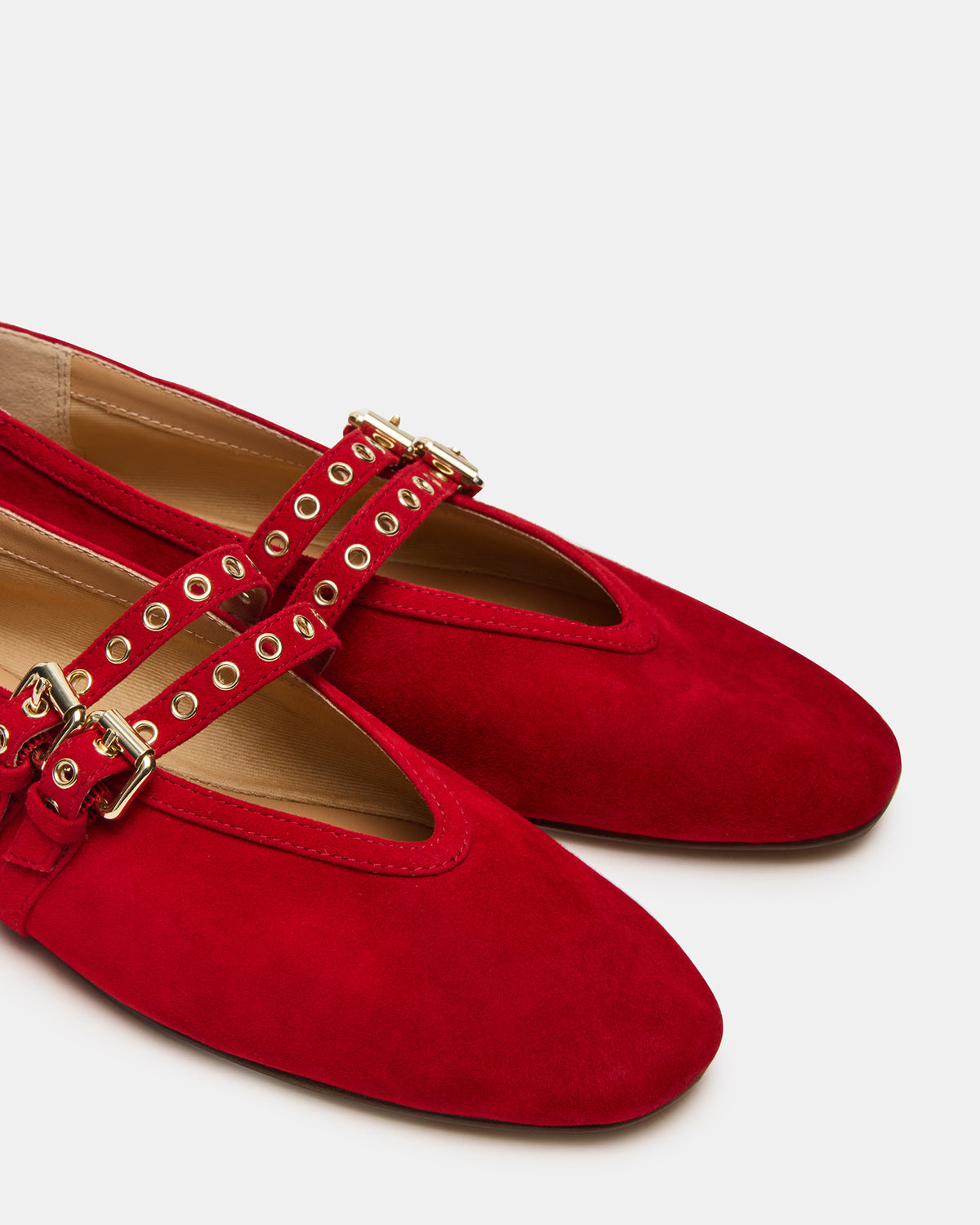 LYDIA Red Suede Square-Toe Mary Jane Ballet Women's Flat Steve Madden RED SUEDE