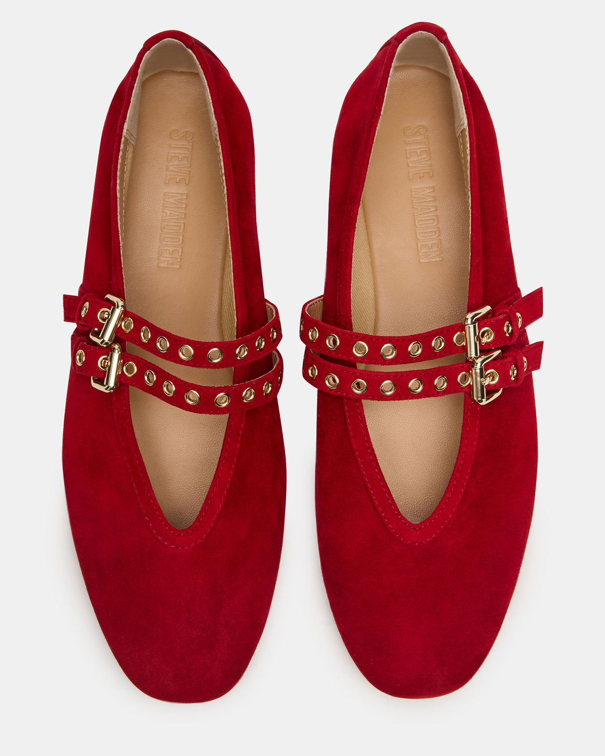 LYDIA Red Suede Square-Toe Mary Jane Ballet Women's Flat Steve Madden RED SUEDE
