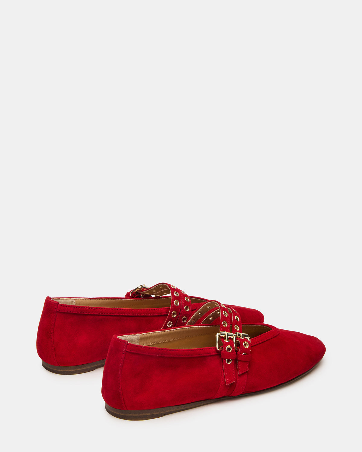 LYDIA Red Suede Square-Toe Mary Jane Ballet Women's Flat Steve Madden RED SUEDE