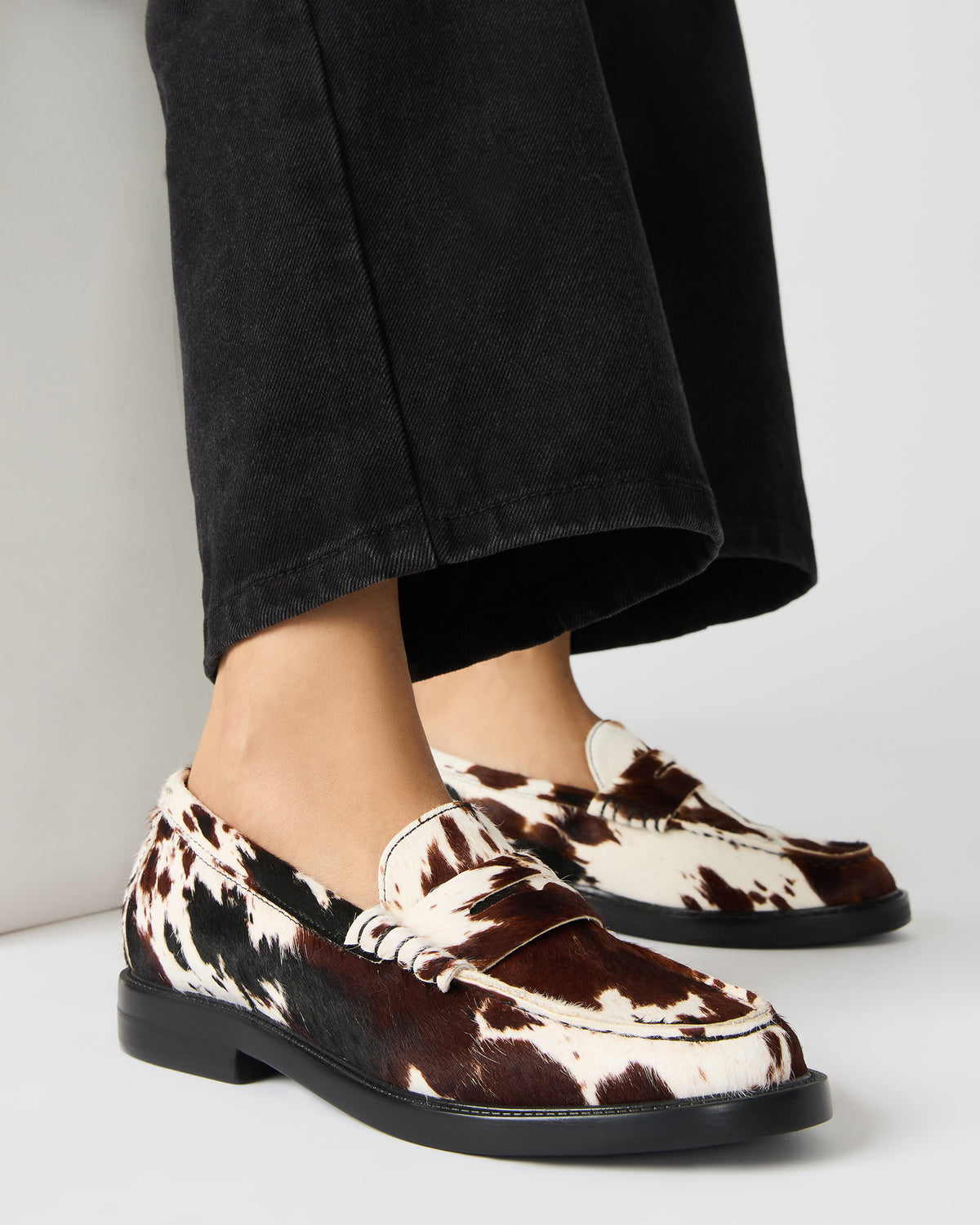 MADISON Brown Cow Print Women's Penny Loafer Steve Madden BROWN MULTI
