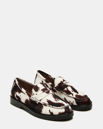 MADISON Brown Cow Print Women's Penny Loafer Steve Madden BROWN MULTI
