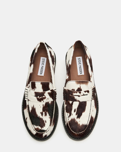 MADISON Brown Cow Print Women's Penny Loafer Steve Madden BROWN MULTI