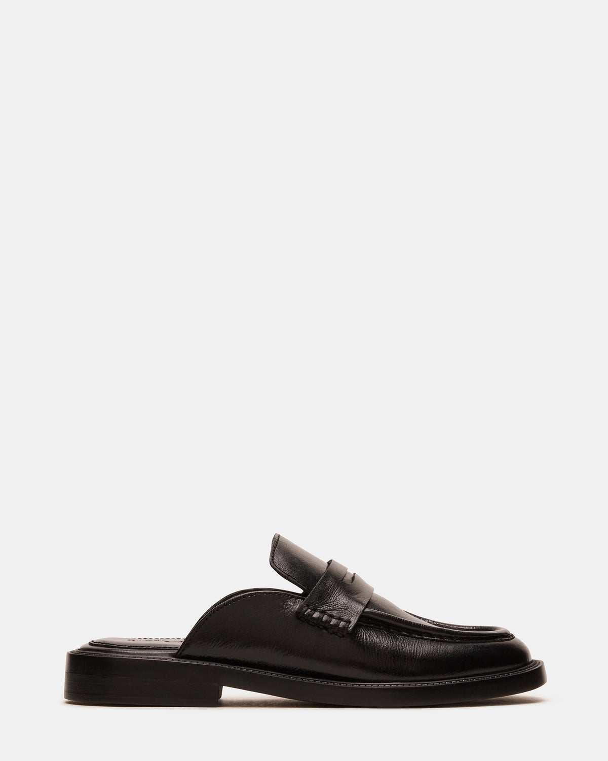 MULBERRY Black Leather Women's Slip-On Mule Flat Steve Madden BLACK LEATHER