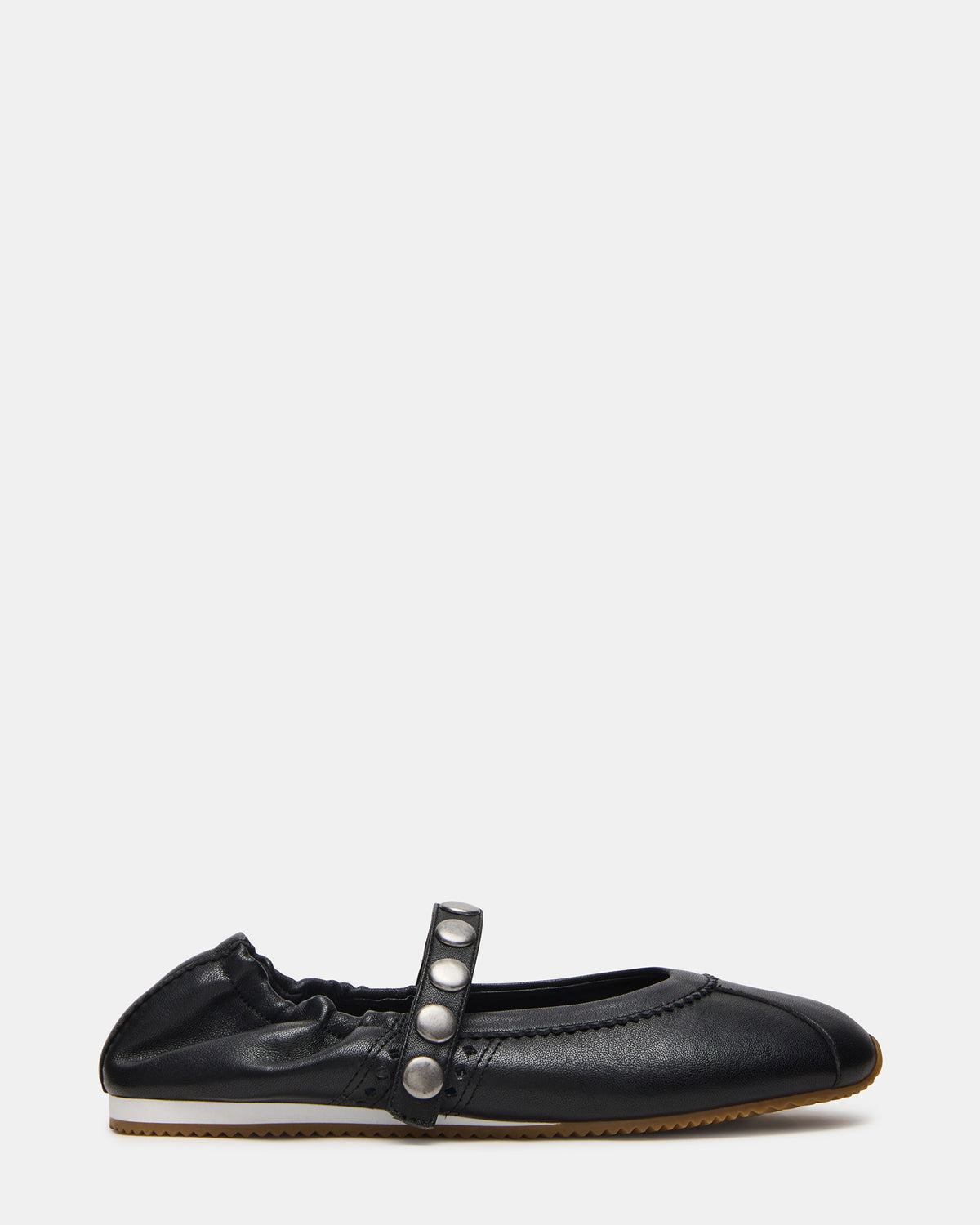 ANAYA Black Leather Studs Mary Jane Ballet Women's Flat Steve Madden BLACK LEATHER