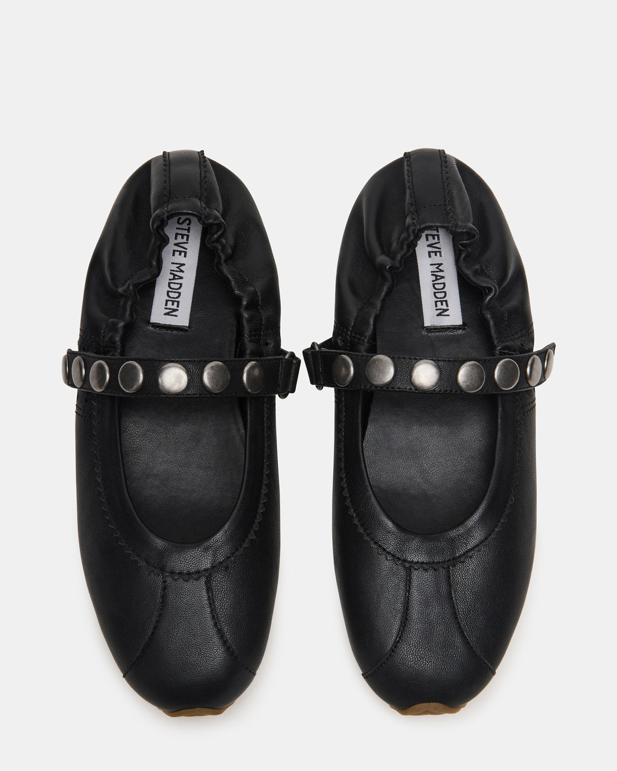 ANAYA Black Leather Studs Mary Jane Ballet Women's Flat Steve Madden BLACK LEATHER