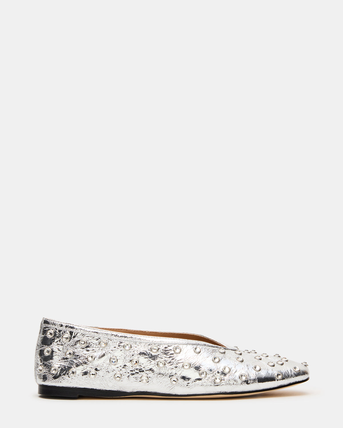LENI Silver Rhinestones Square-Toe Ballet Women's Flat Steve Madden SILVER