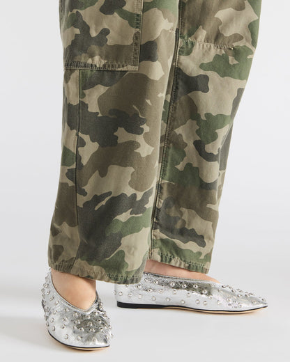 LENI Silver Rhinestones Square-Toe Ballet Women's Flat Steve Madden SILVER
