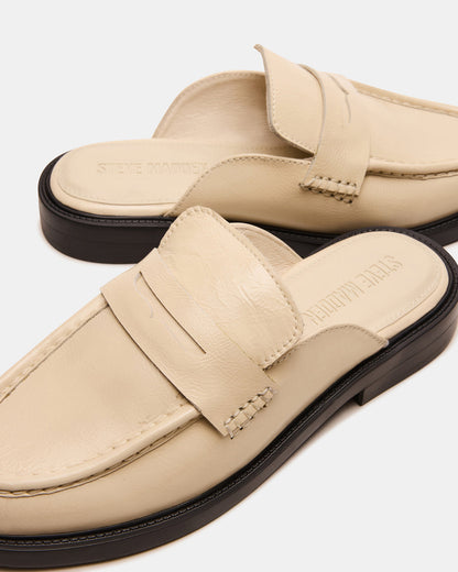 MULBERRY Bone Leather Women's Slip-On Mule Flat Steve Madden BONE LEATHER