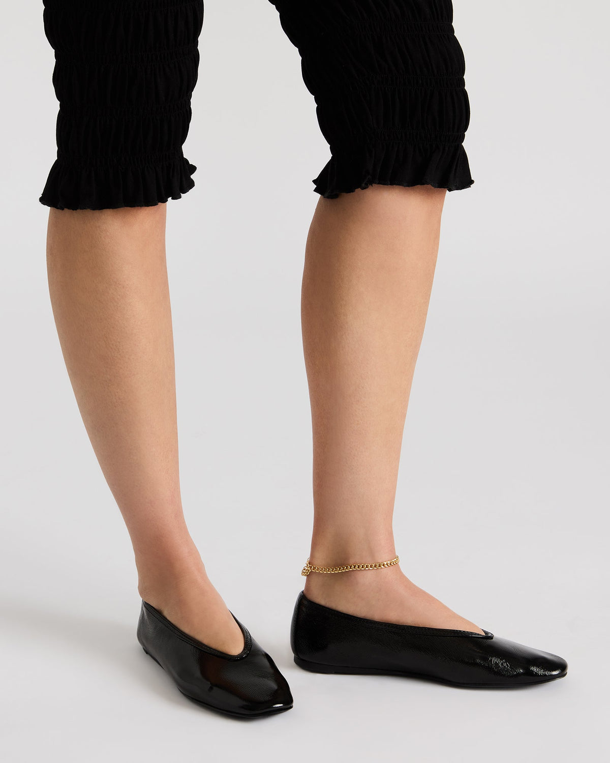 LENI Black/Black Square-Toe Ballet Women's Flat Steve Madden BLACK BLACK