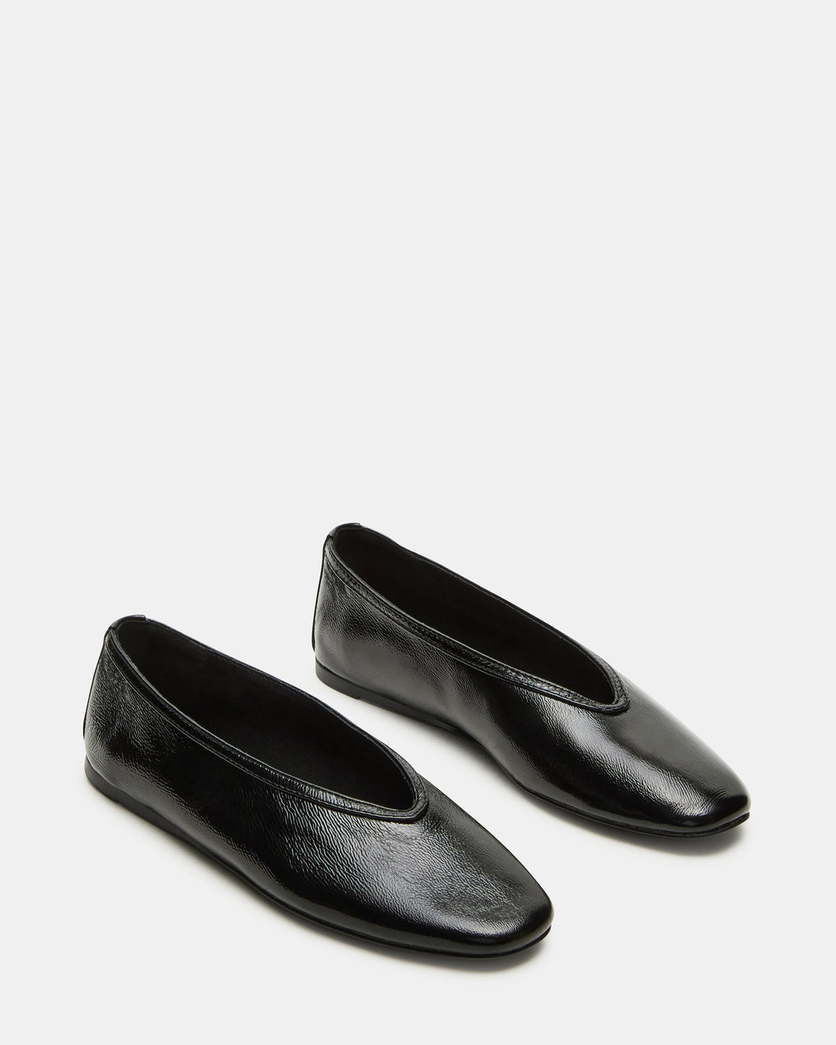 LENI Black/Black Square-Toe Ballet Women's Flat Steve Madden BLACK BLACK