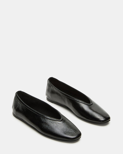 LENI Black/Black Square-Toe Ballet Women's Flat Steve Madden BLACK BLACK