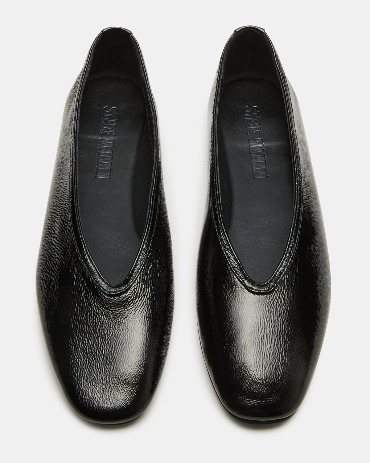 LENI Black/Black Square-Toe Ballet Women's Flat Steve Madden BLACK BLACK