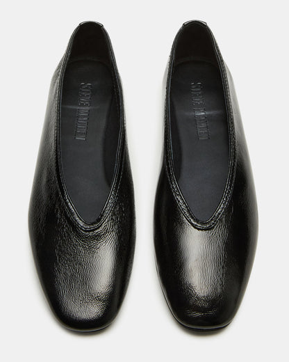 LENI Black/Black Square-Toe Ballet Women's Flat Steve Madden BLACK BLACK
