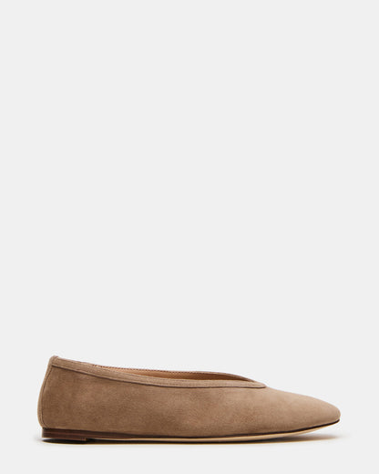LENI Taupe Suede Square-Toe Ballet Women's Flat Steve Madden TAUPE SUEDE