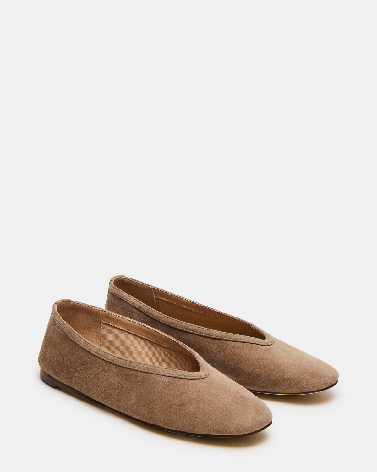 LENI Taupe Suede Square-Toe Ballet Women's Flat Steve Madden TAUPE SUEDE