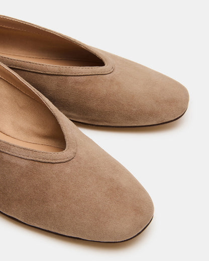 LENI Taupe Suede Square-Toe Ballet Women's Flat Steve Madden TAUPE SUEDE