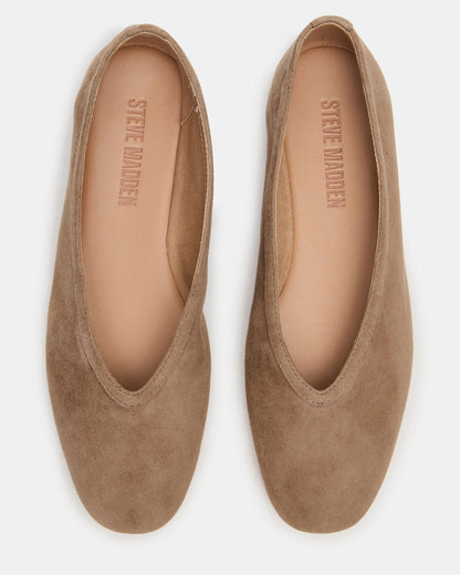LENI Taupe Suede Square-Toe Ballet Women's Flat Steve Madden TAUPE SUEDE