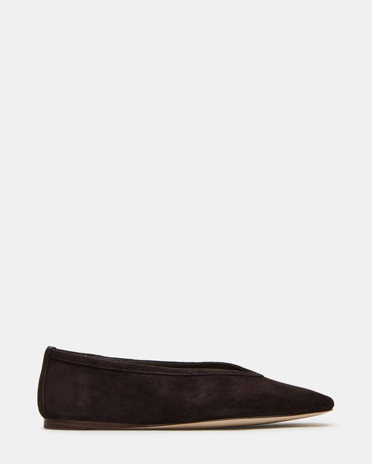 LENI Brown Suede Square-Toe Ballet Women's Flat Steve Madden BROWN SUEDE