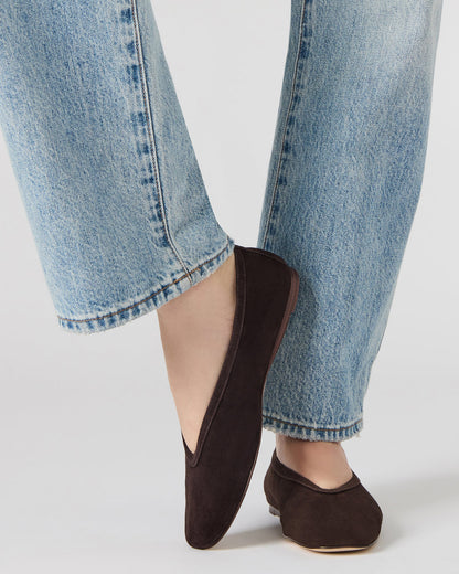 LENI Brown Suede Square-Toe Ballet Women's Flat Steve Madden BROWN SUEDE