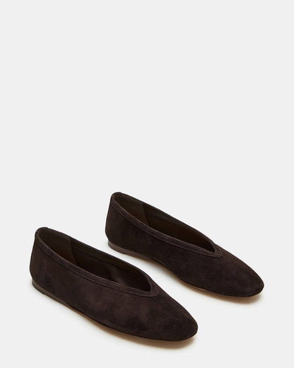 LENI Brown Suede Square-Toe Ballet Women's Flat Steve Madden BROWN SUEDE