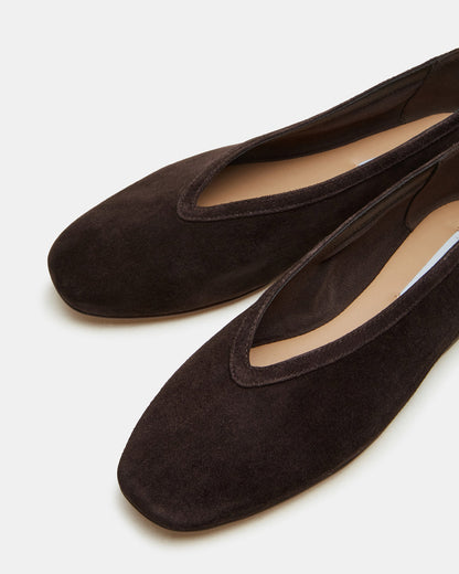 LENI Brown Suede Square-Toe Ballet Women's Flat Steve Madden BROWN SUEDE