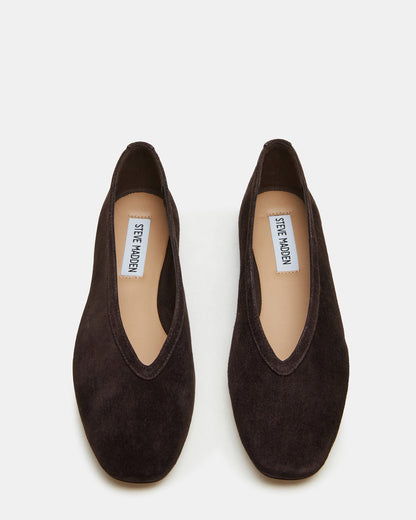 LENI Brown Suede Square-Toe Ballet Women's Flat Steve Madden BROWN SUEDE