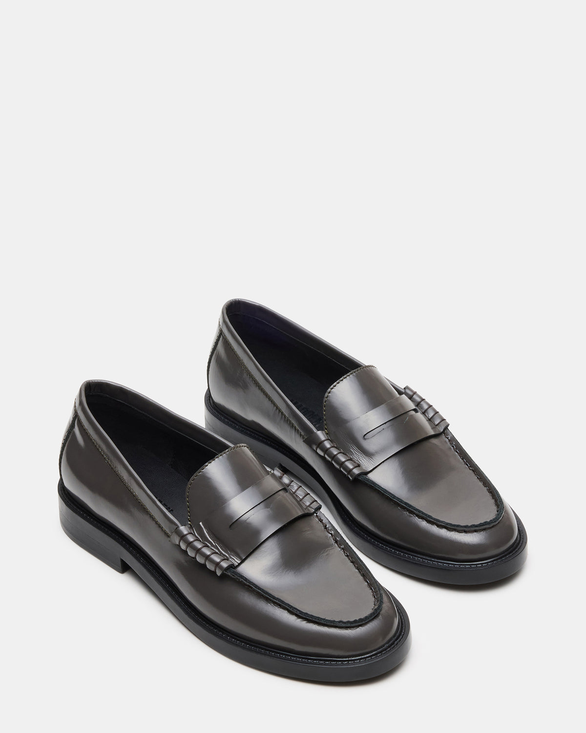 MADISON Grey Leather Women's Penny Loafer Steve Madden GREY LEATHER