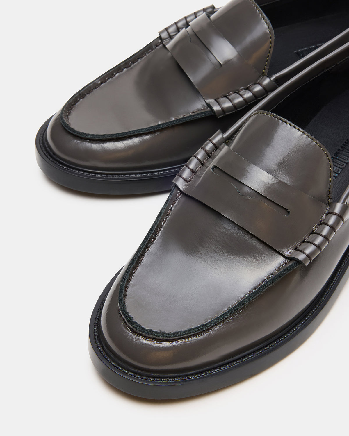 MADISON Grey Leather Women's Penny Loafer Steve Madden GREY LEATHER
