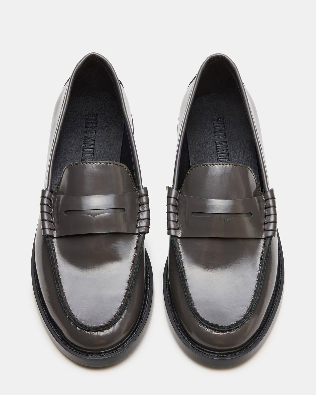 MADISON Grey Leather Women's Penny Loafer Steve Madden GREY LEATHER