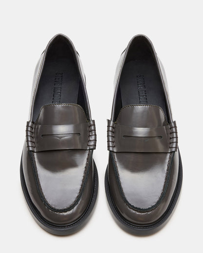 MADISON Grey Leather Women's Penny Loafer Steve Madden GREY LEATHER